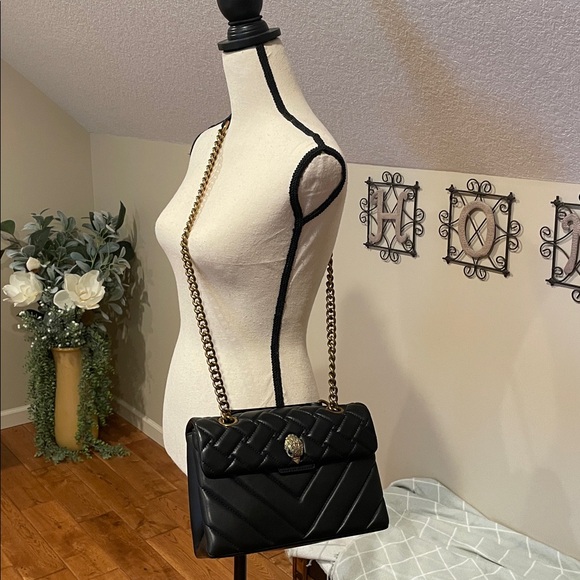 Kurt Geiger Black Quilted Shoulder Bag with Gold Hardware classic bird design. - Picture 7 of 7